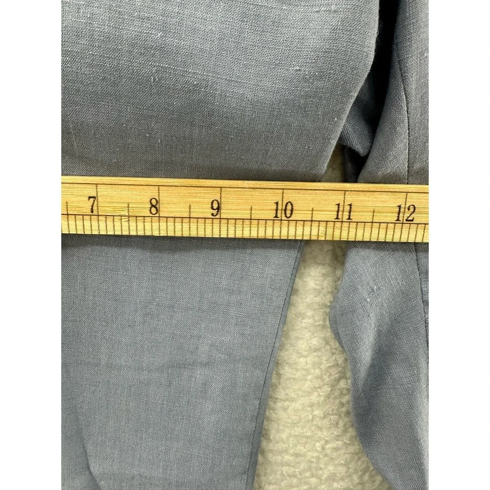 Banana Republic Wide Leg Pants Womens 14 Blue Excellent Linen Blend Stretch